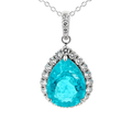 47AU pear-cut Paraïba tourmaline imitation pendant in 10K white gold – front view